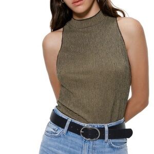 Zara Khaki High Collar Top